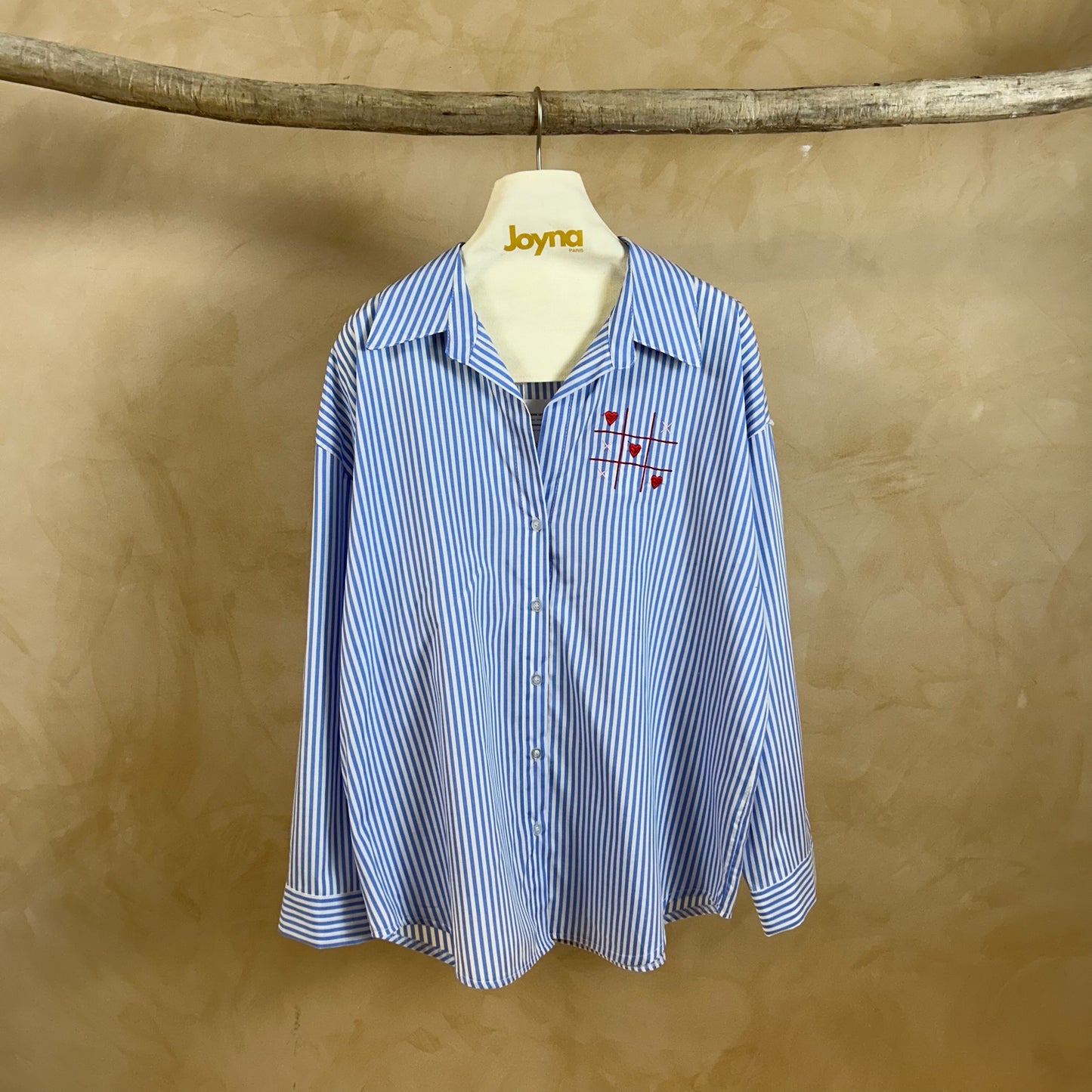 Chemise – Rayures Cœur Brodé