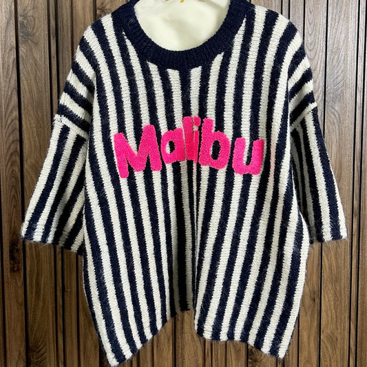 Pull Malibu - Maille Rayée et Broderie Colorée
