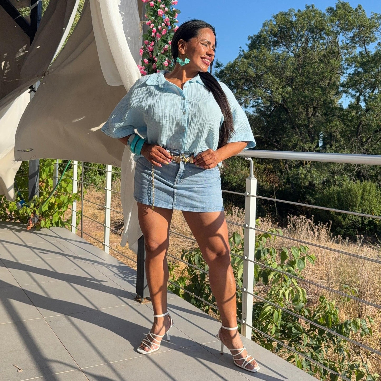 Jupe Short Mia Taille Haute Femme - Denim Confort Été