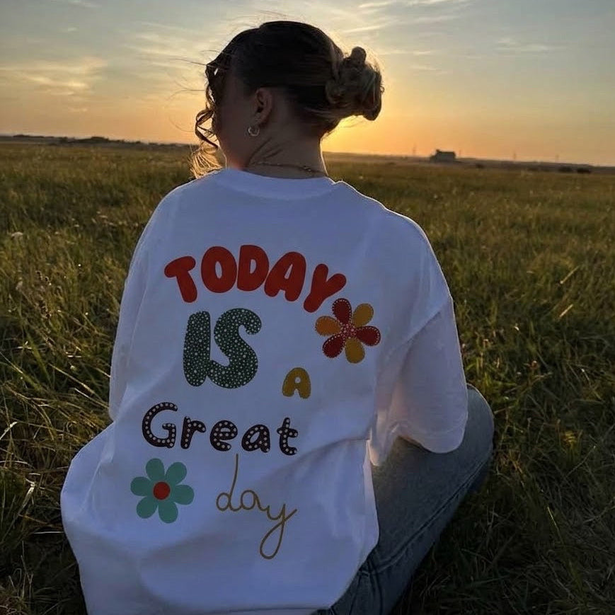 T-shirt Today – Oversize, 100 % Coton et Détails Strass