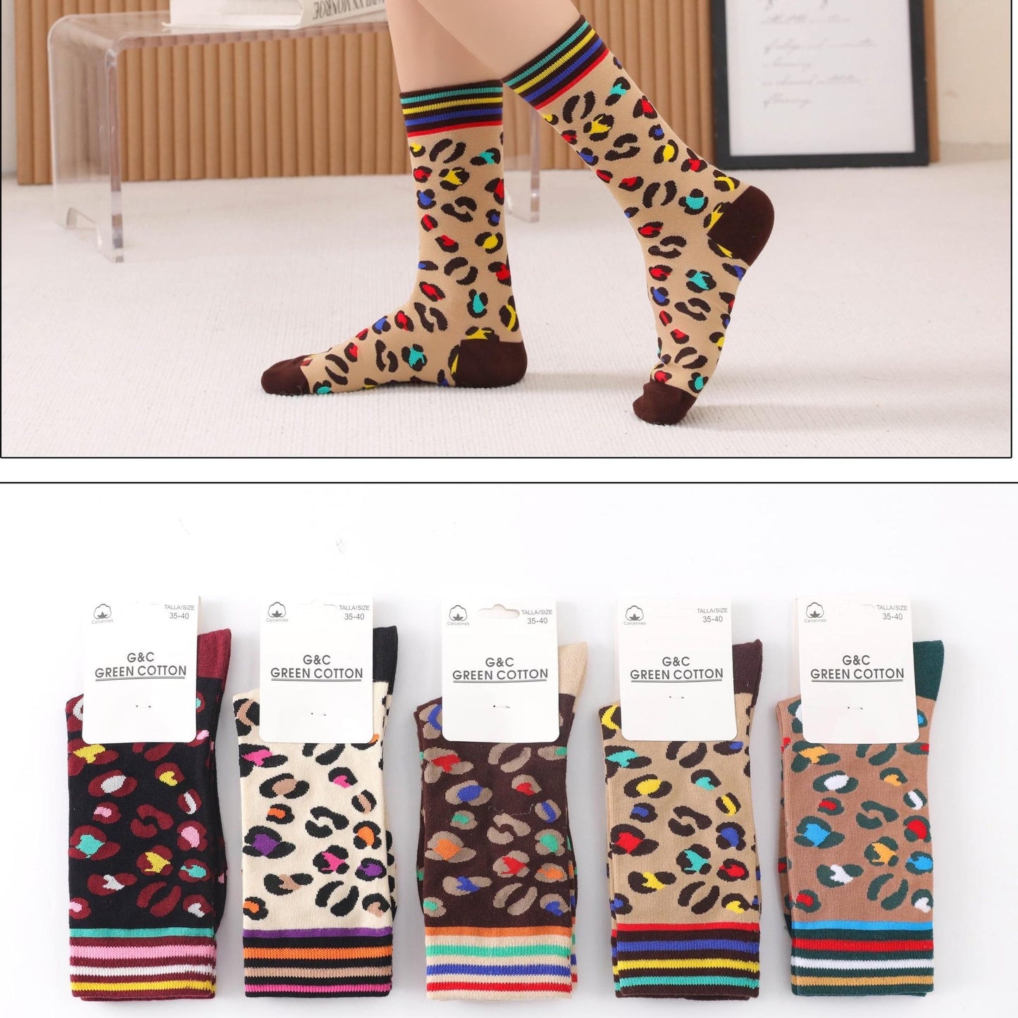Chaussettes Savannah – Audace féline & confort coton