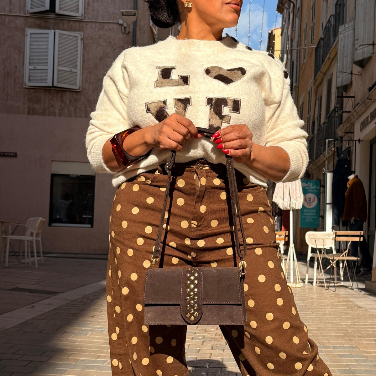 Sac Lola-Cuir Daim Veritable et Détails Dorés