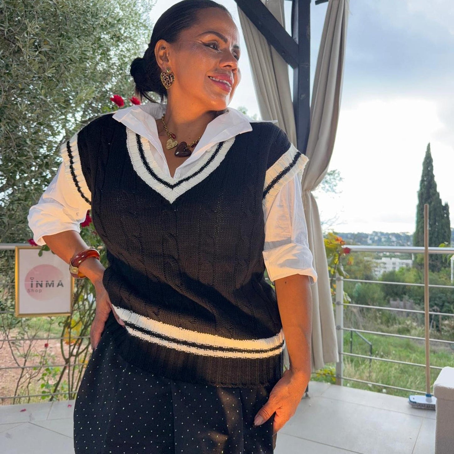 Gilet preppy Sofia – esprit collège chic