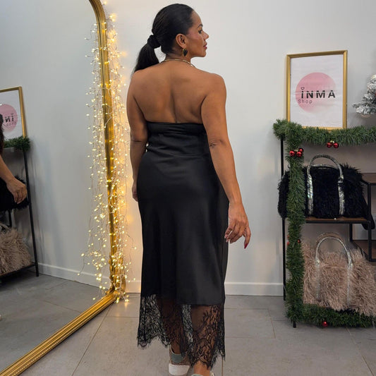 Jupe Satin & Dentelle – Élégance Bohème