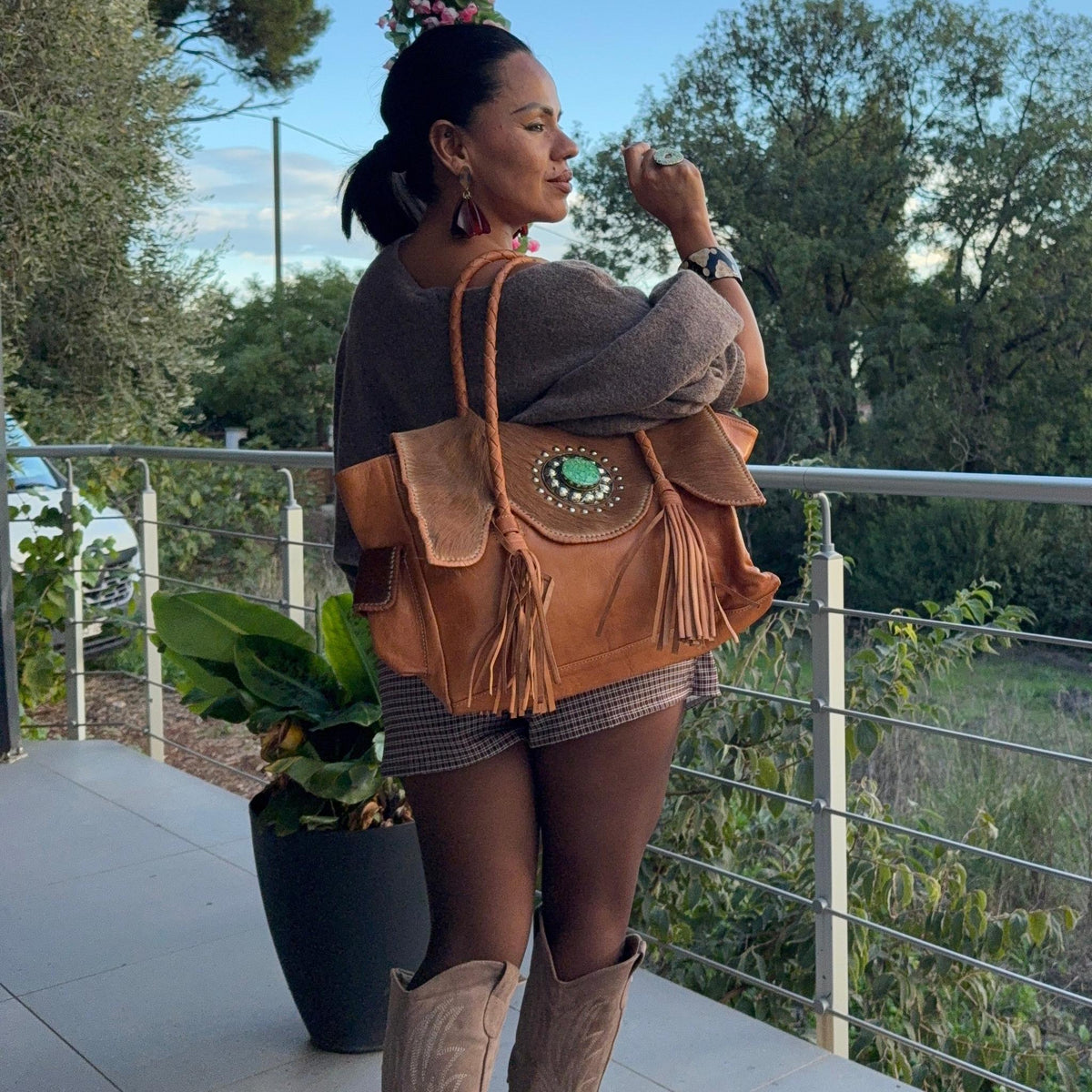 Sac Dakota – Cuir véritable 100 % – Style bohème chic