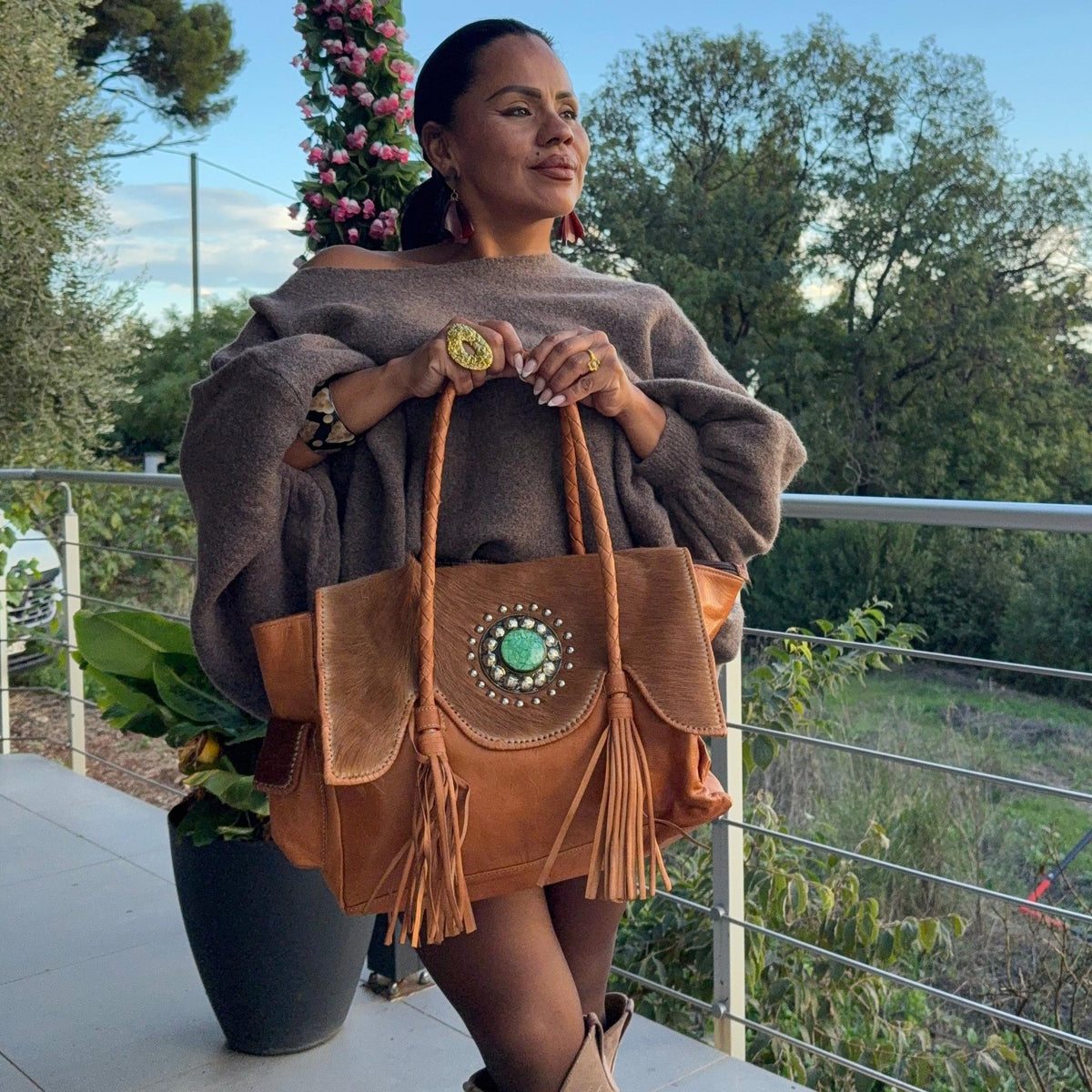 Sac Dakota – Cuir véritable 100 % – Style bohème chic