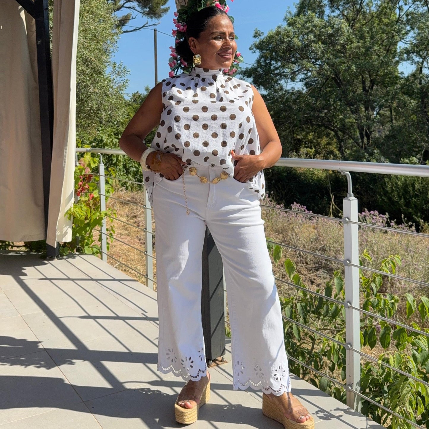 Pantalon Broderie – Élégance bohème et Raffinée