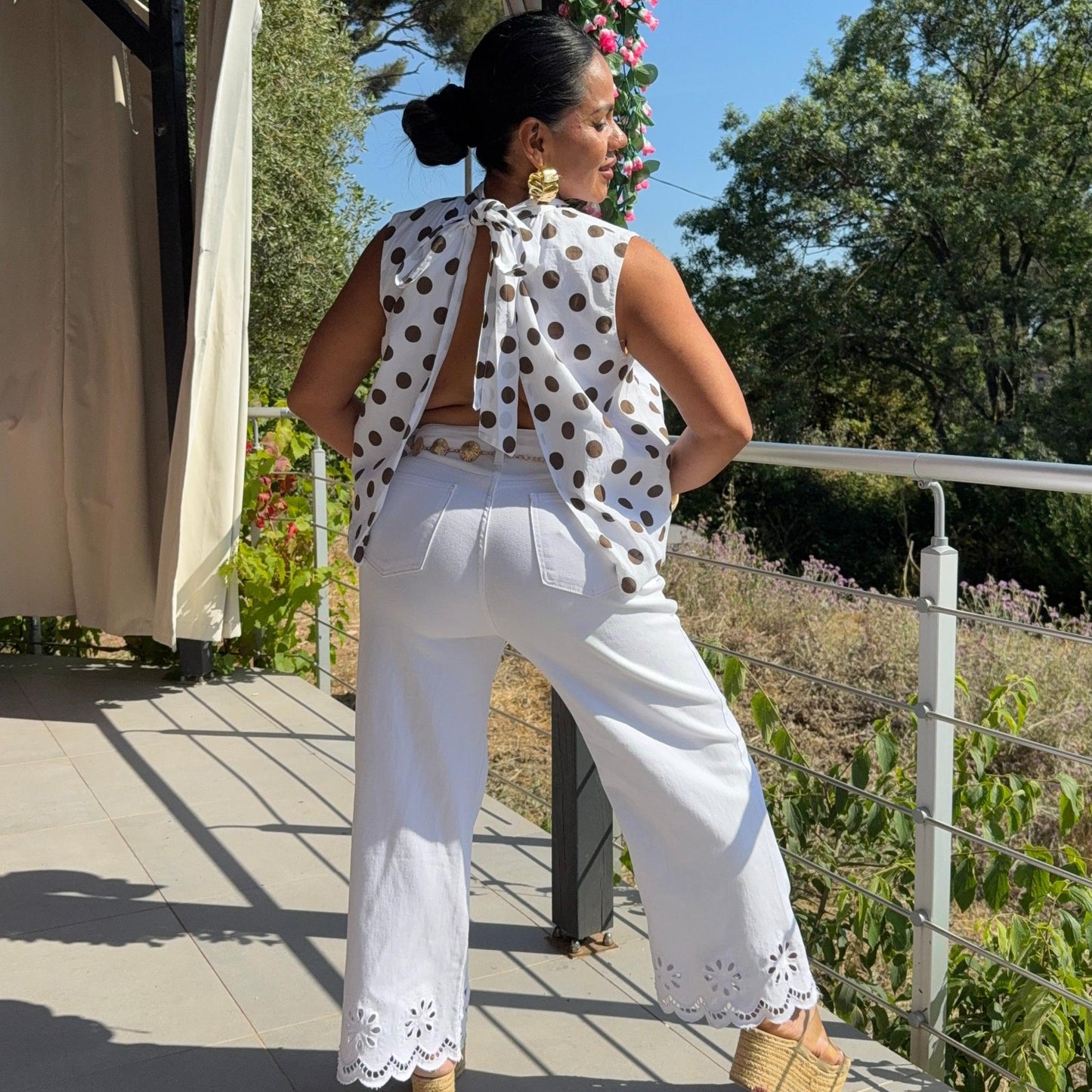 Pantalon Broderie – Élégance bohème et Raffinée
