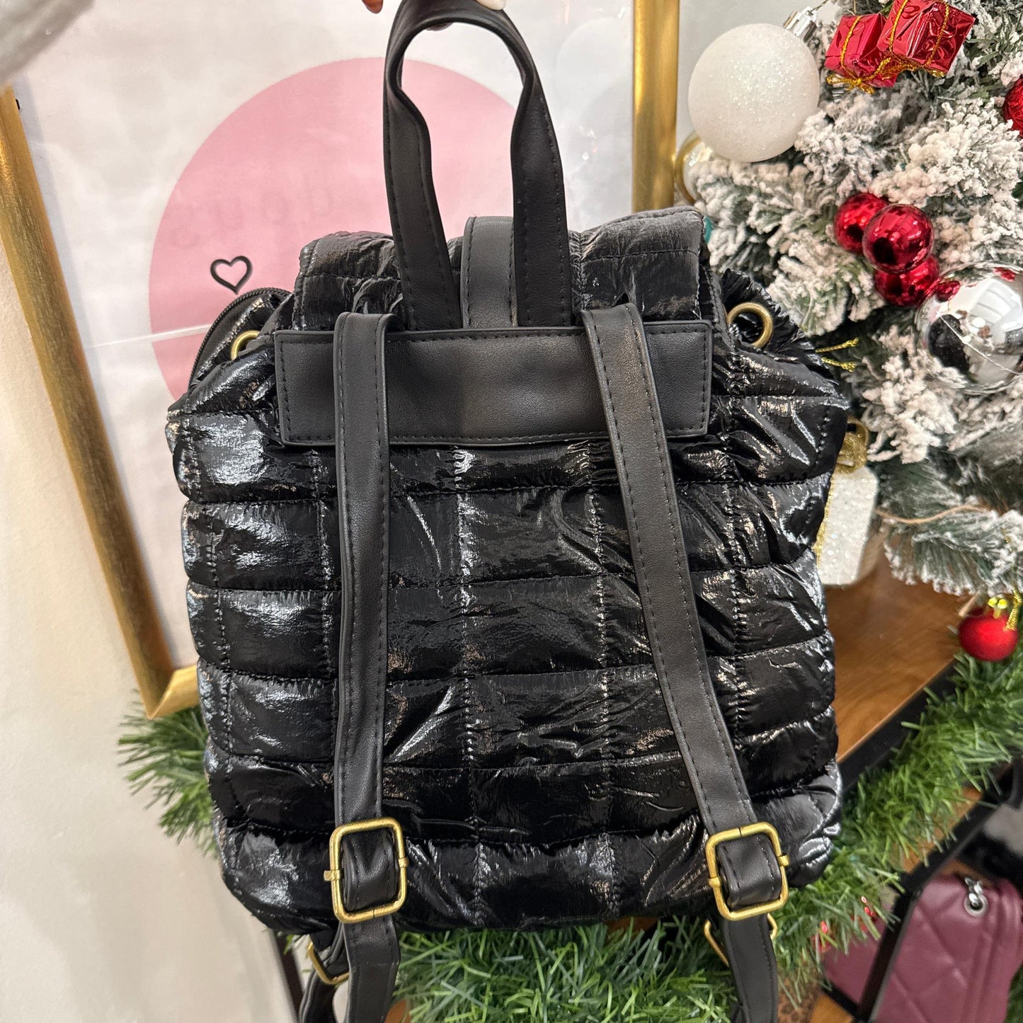 Sac à Dos Matelassé Effet Vernis