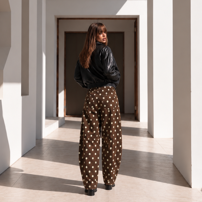 Pantalon Moka - Pois Rétro et Allure Décontractée