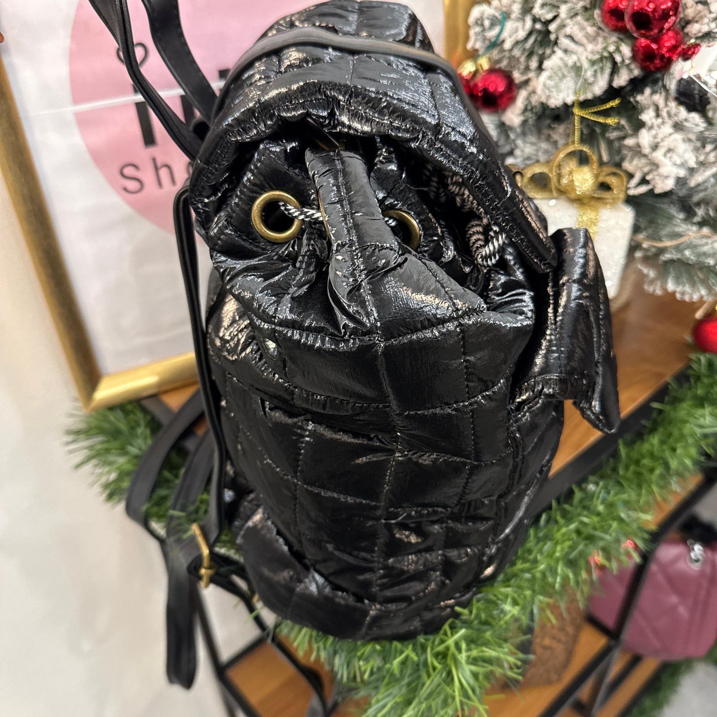 Sac à Dos Matelassé Effet Vernis