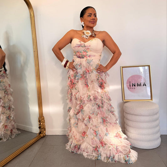 Robe Flor - Robe longue bustier à volants