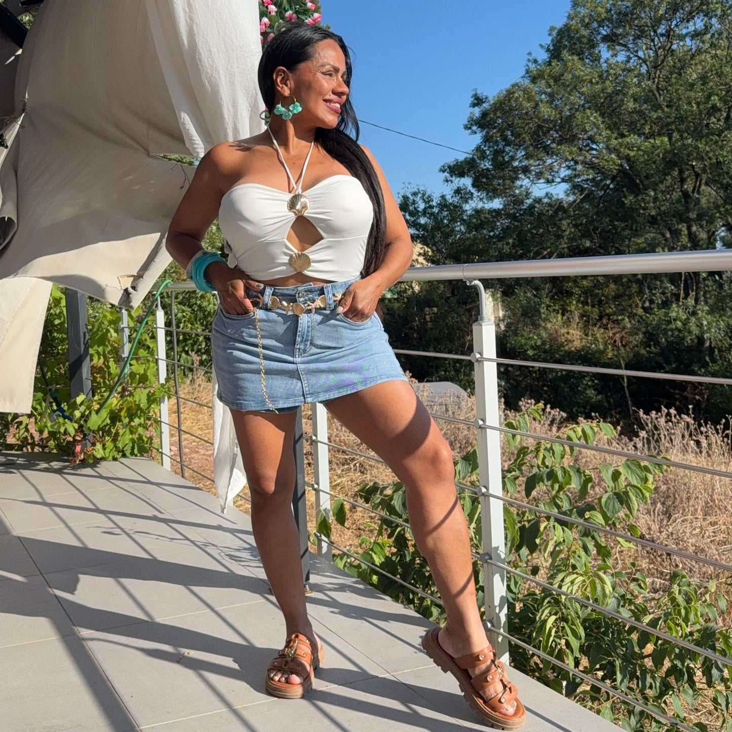 Jupe Short Mia Taille Haute Femme - Denim Confort Été