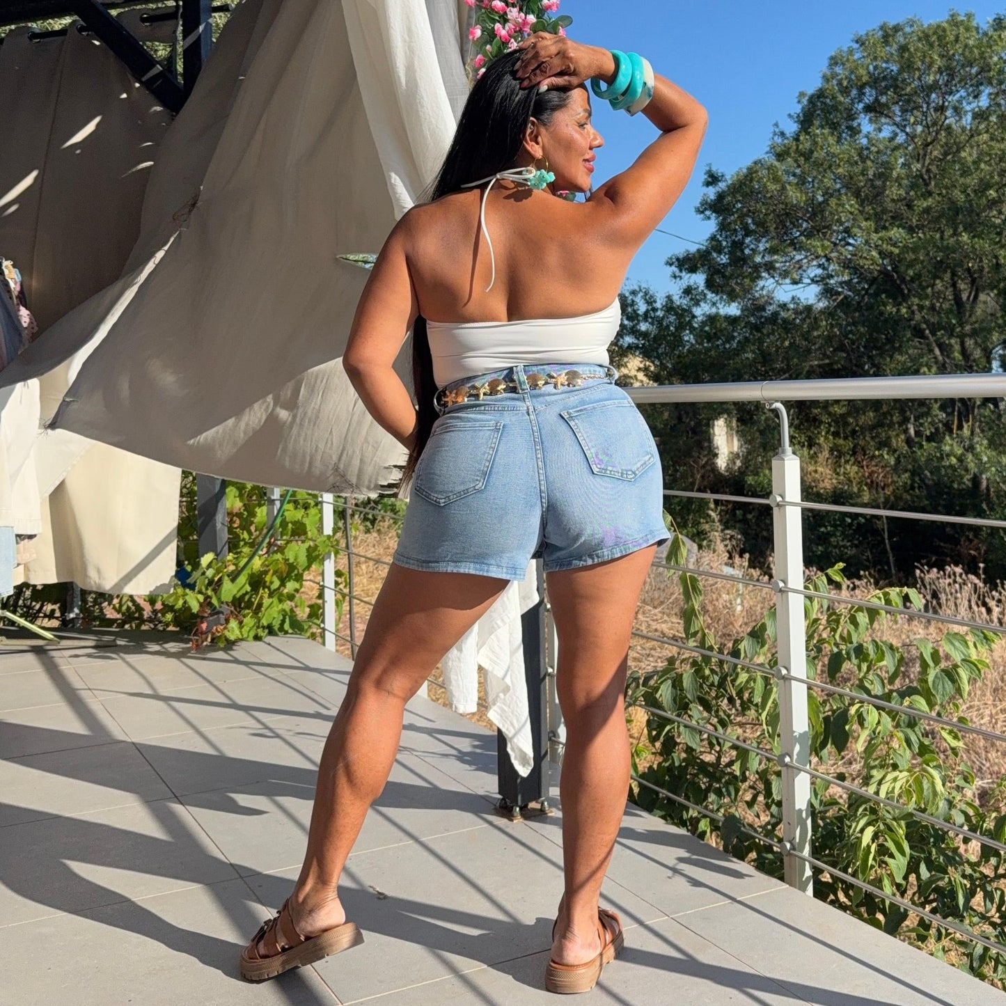 Jupe Short Mia Taille Haute Femme - Denim Confort Été
