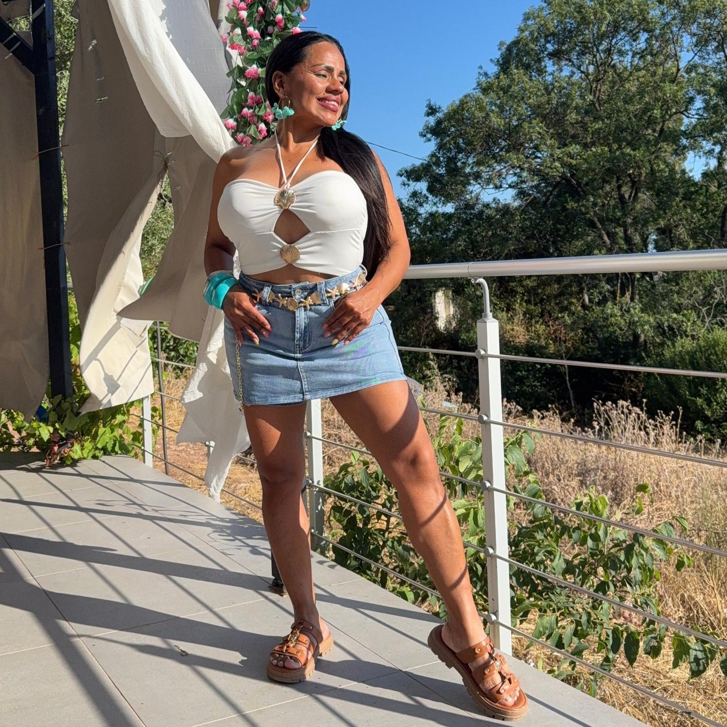 Jupe Short Mia Taille Haute Femme - Denim Confort Été