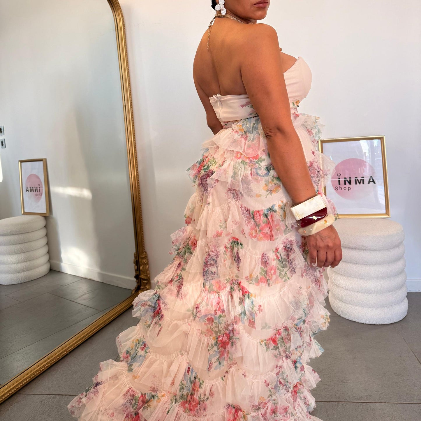 Robe Flor - Robe longue bustier à volants