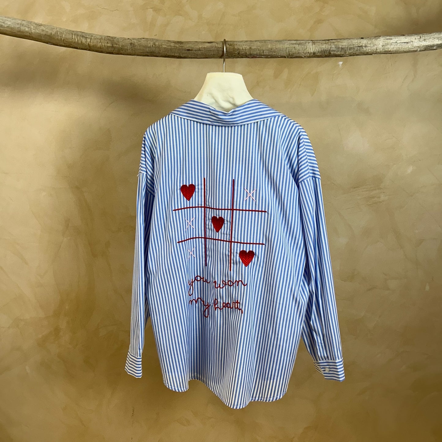 Chemise – Rayures Cœur Brodé