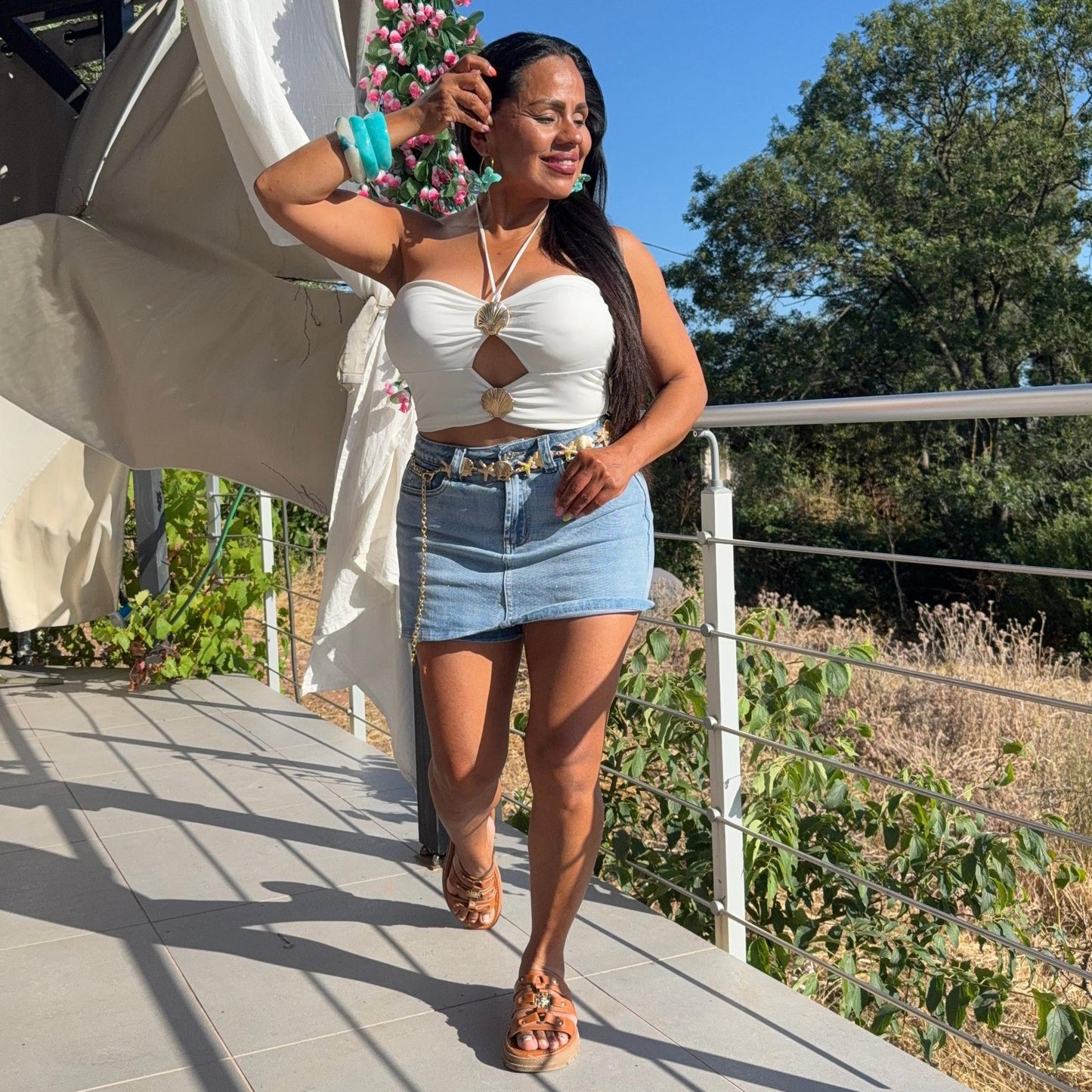 Jupe Short Mia Taille Haute Femme - Denim Confort Été
