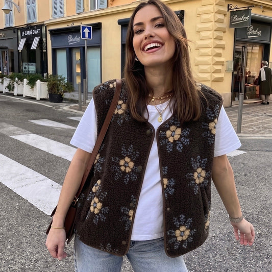 Gilet Moumoute – Doublure Daim et Charme Fleuri