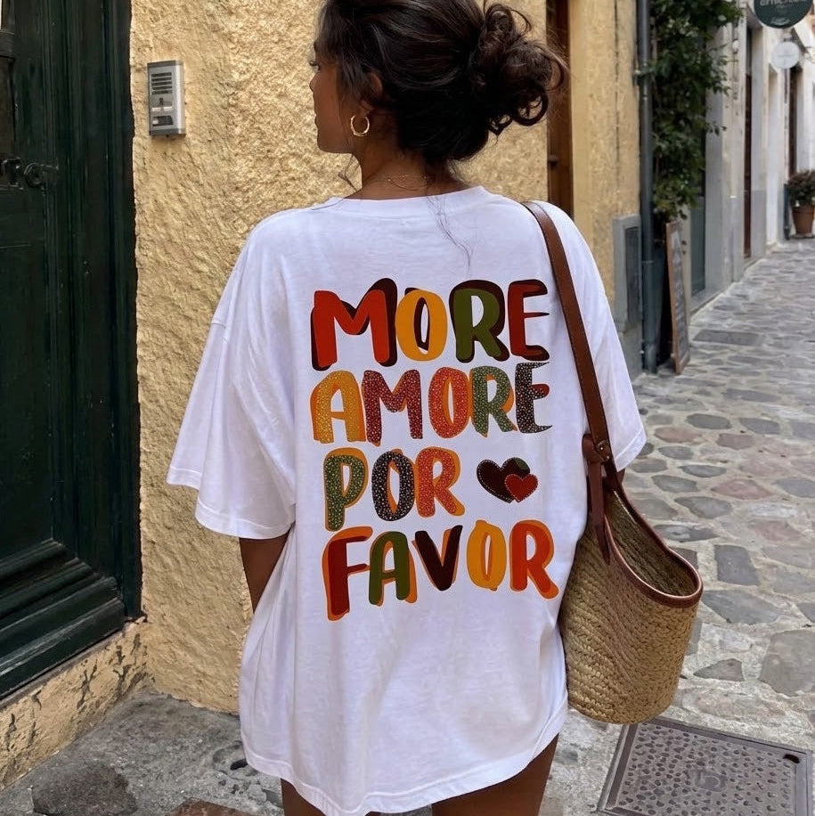 T-shirt Amore – Oversize, 100 % Coton et Détails Strass