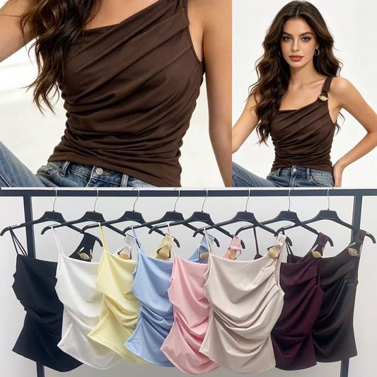 Top Bijou - Drapé Élégant et Détail Raffiné
