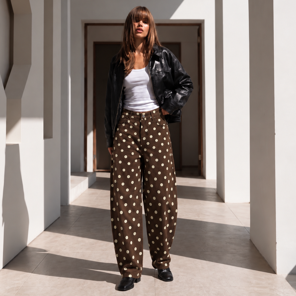 Pantalon Moka - Pois Rétro et Allure Décontractée