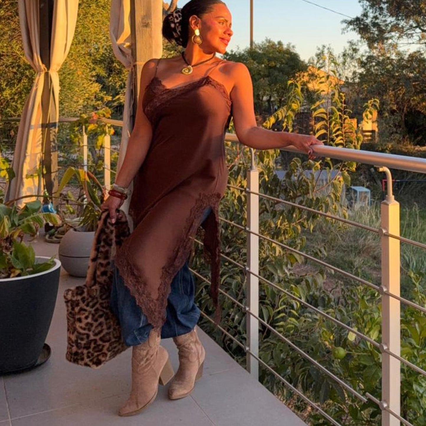 Robe Caraco Lunea – Satin & Dentelle