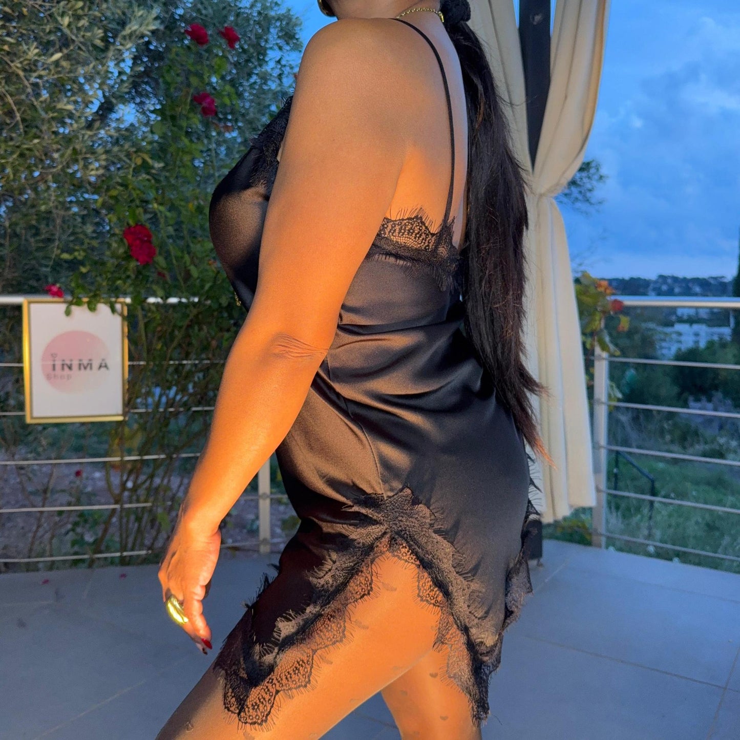 Robe nuisette Liora – satin et dentelle