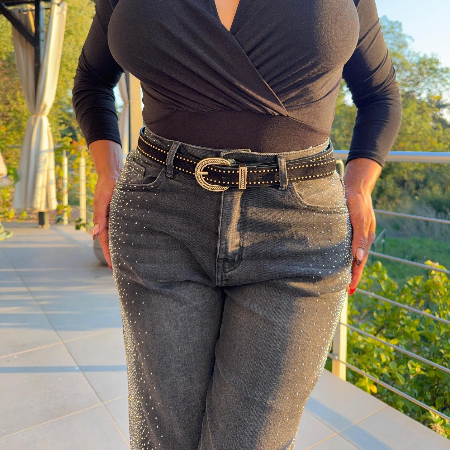 Pantacourt Kiara – denim et éclat