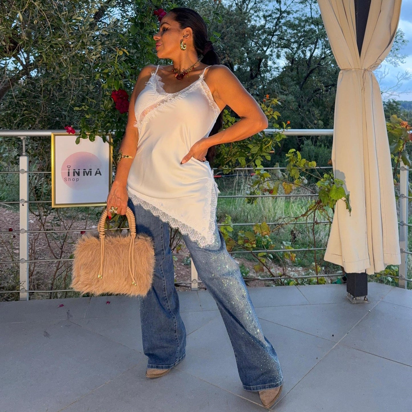 Robe nuisette Liora – satin et dentelle