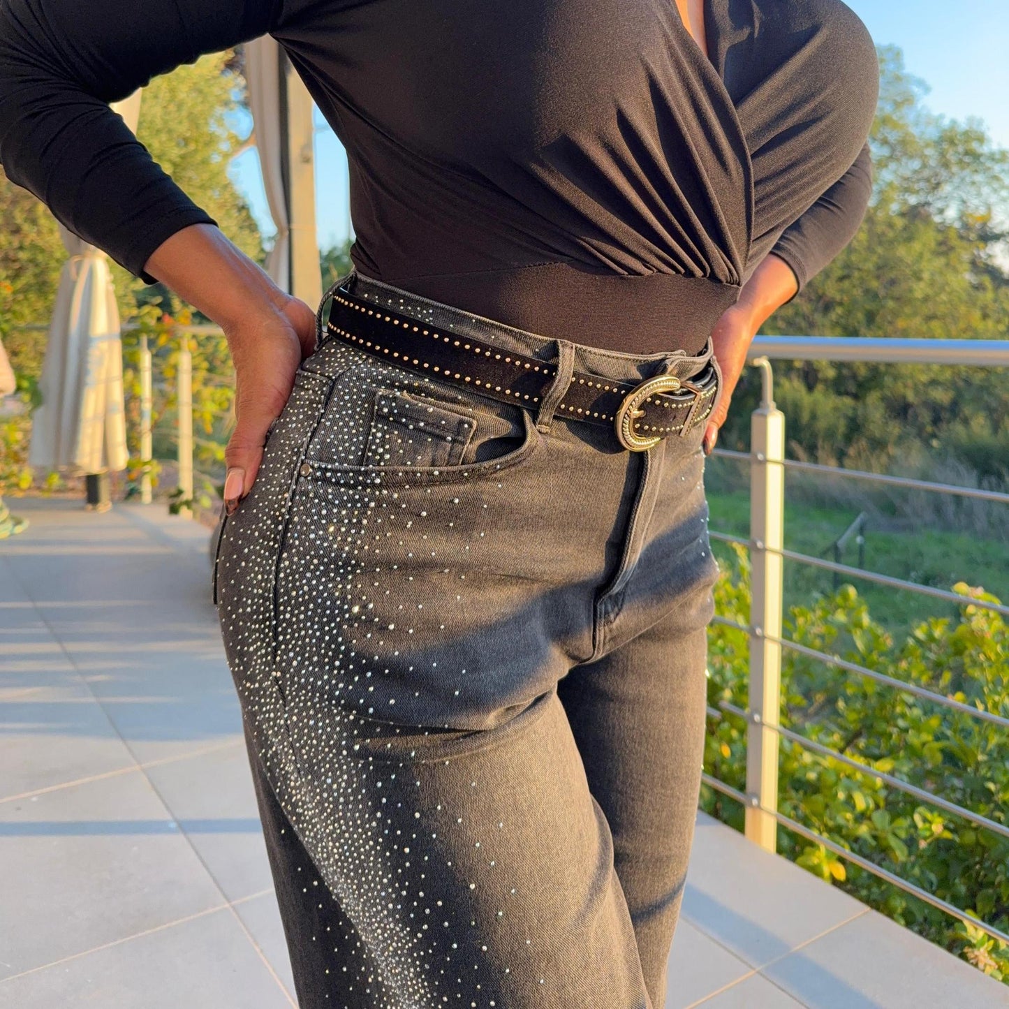 Pantacourt Kiara – denim et éclat