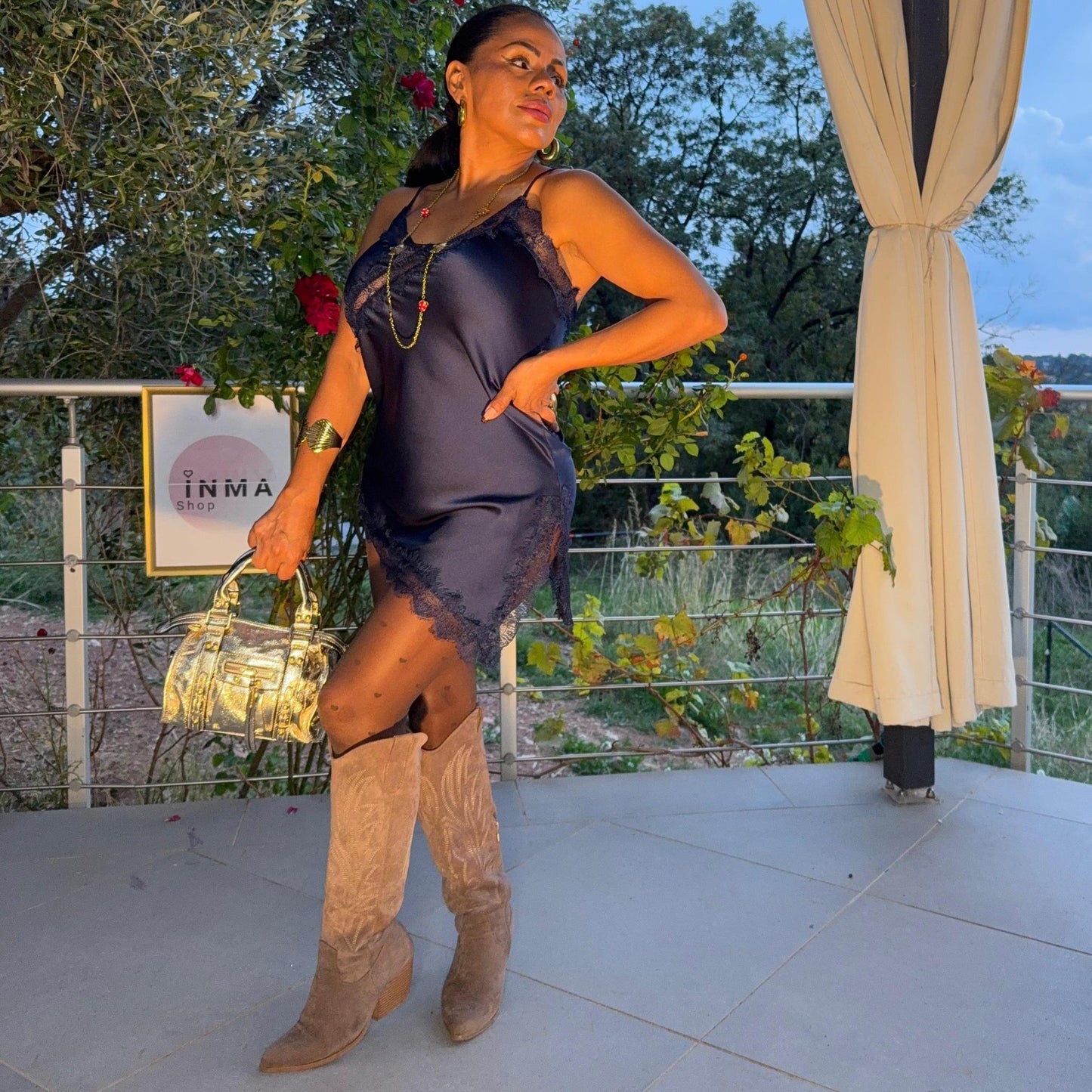 Robe nuisette Liora – satin et dentelle