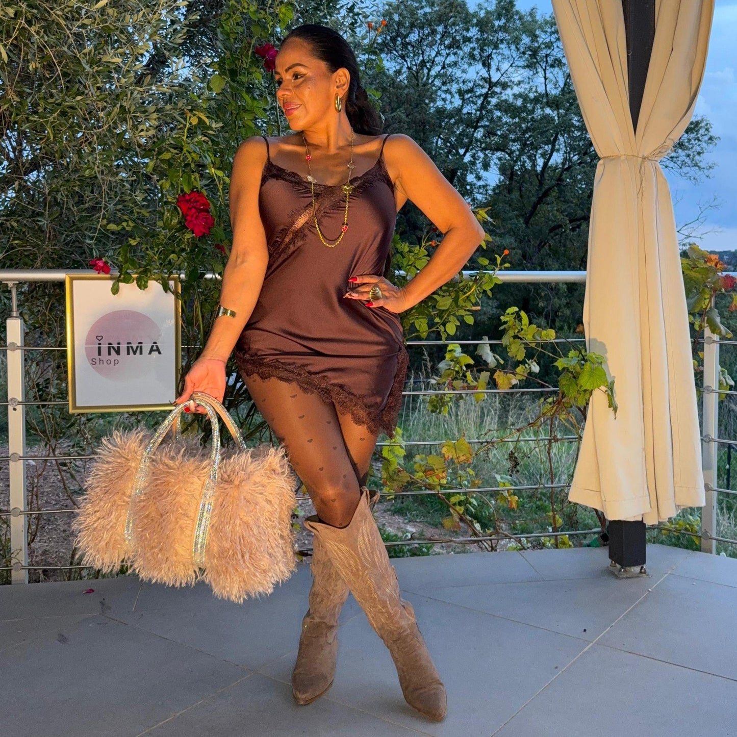 Robe nuisette Liora – satin et dentelle