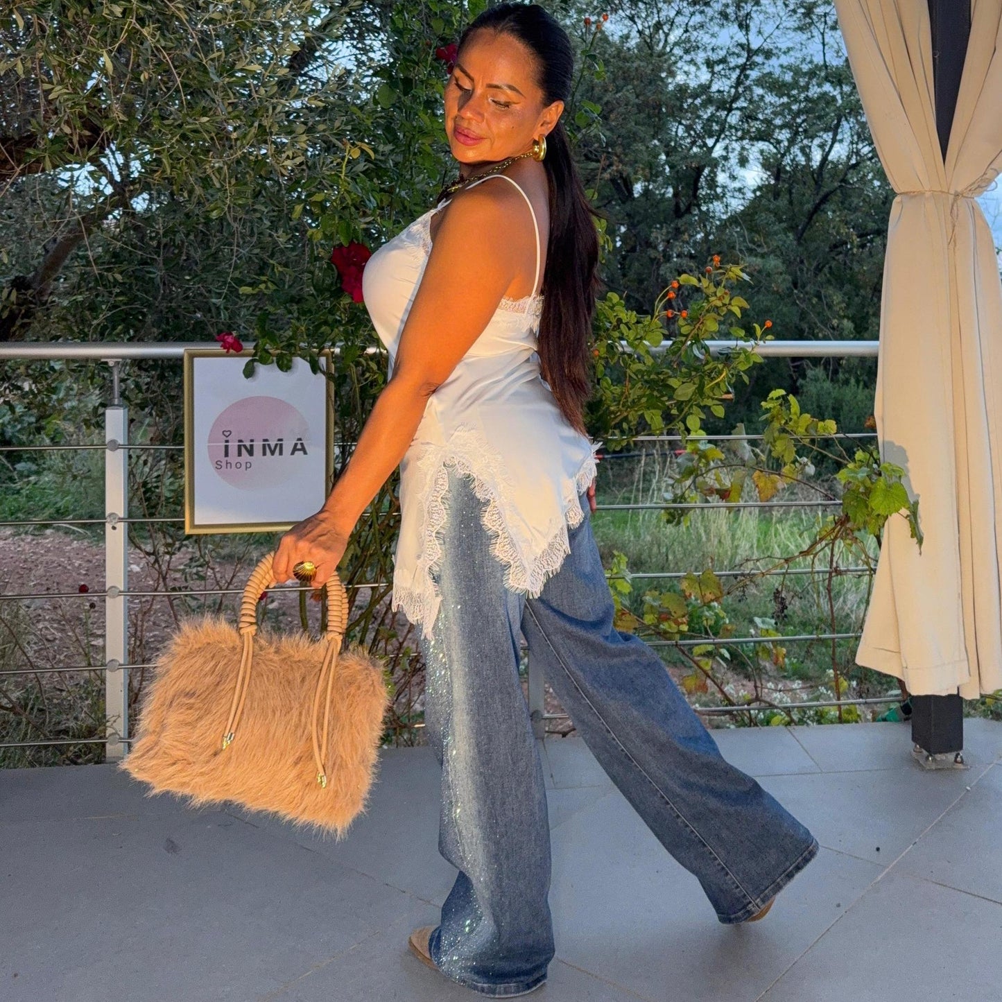 Robe nuisette Liora – satin et dentelle