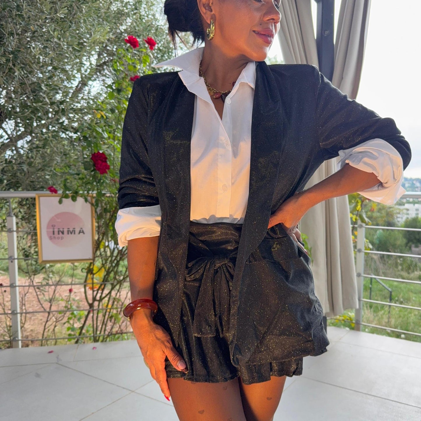 Jupe Vega – Effet Brillant & Taille Haute