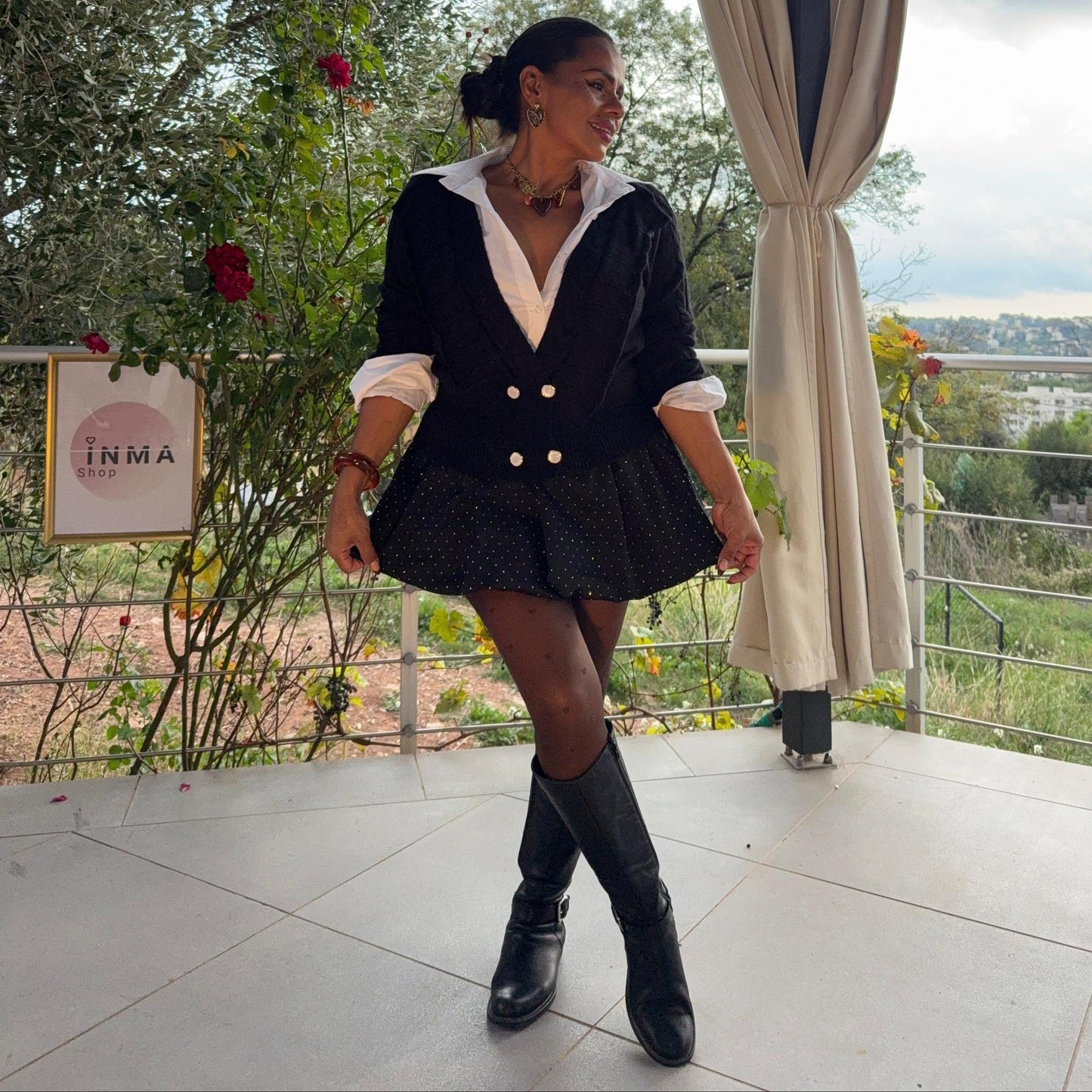 Gilet Noelia – maille chic et boutons nacrés