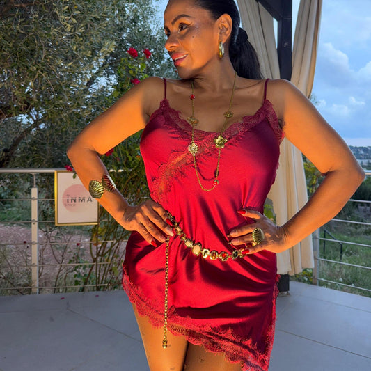 Robe nuisette Liora – satin et dentelle